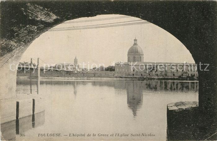 Toulouse Haute-Garonne Hopital de la Grave et l’Eglise Saint Nicolas
