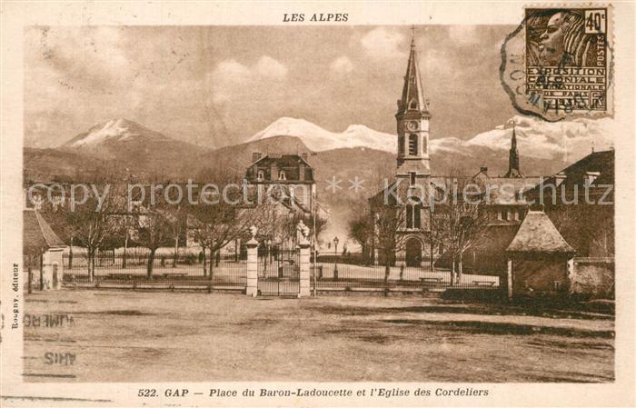 Gap Hautes-Alpes Place du Baron Ladoucette et l’Eglise des Cordeliers