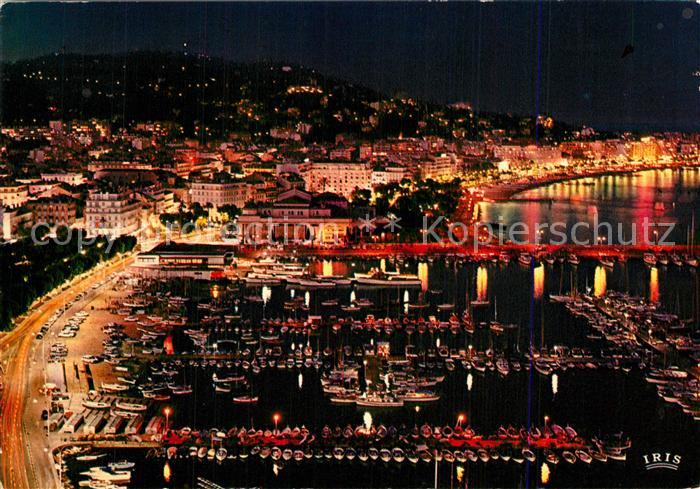 Cannes Alpes-Maritimes Le Port et la Croisette la nuit