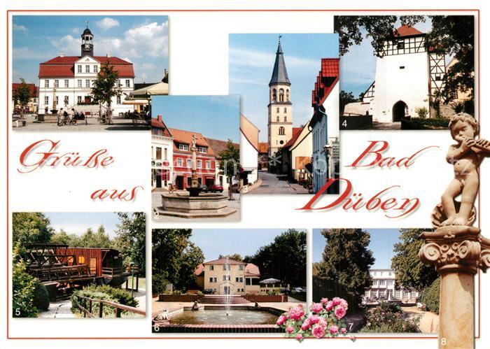 Bad Dueben Rathaus Marktbrunnen St Nikolaikirche Burg Bergschiffmuehle Kurhaus R