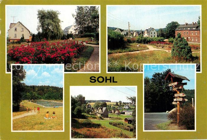 Sohl Bad Elster Parkanlage Teilansicht Freibad OT Schwarzenbrunn Wegweiser