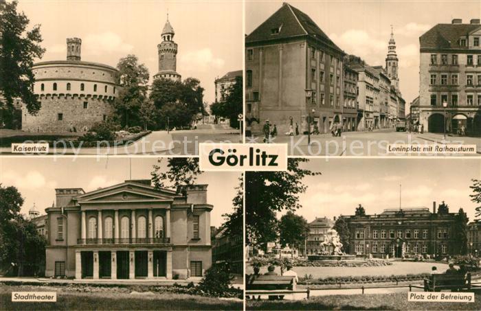 Goerlitz Sachsen Kaisertrutz Stadttheater Leninplatz mit Rathausturm Platz der B