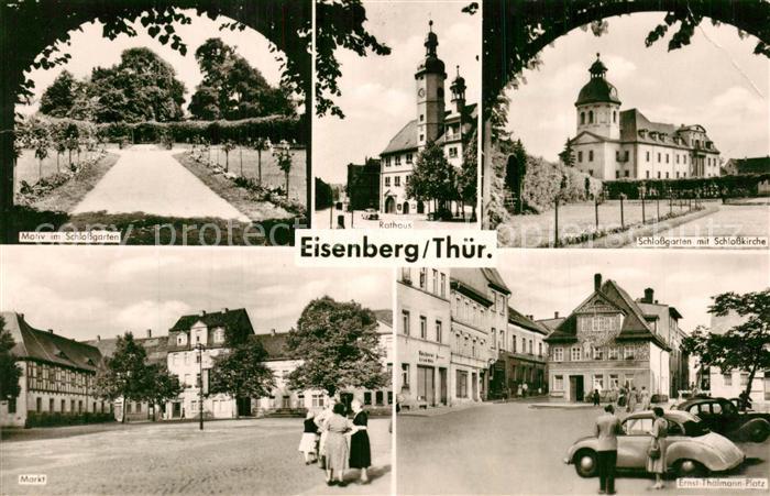 Eisenberg Thueringen Motiv im Schlossgarten Schlosskirche Markt Rathaus Ernst Th