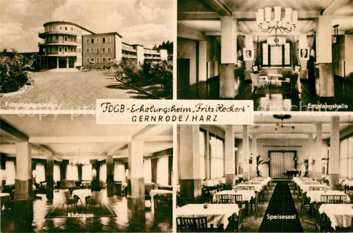 Gernrode Harz FDGB Erholungsheim Fritz Heckert Empfangshalle Klubraum Speisesaal