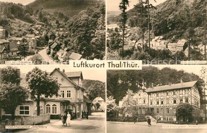 Thal Ruhla Blick vom Tempelchen Schlossberg FDGB Erholungsheim Scharfenburg Wart