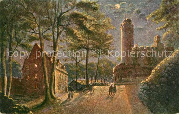 Auerbach Bergstrasse Auerbacher Schloss mit Wirtschaftsgebaeude Kuenstlerkarte