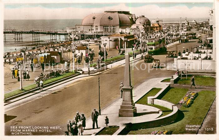 Worthing West Sussex Sea Front looking West from Warnes Hotel Monument