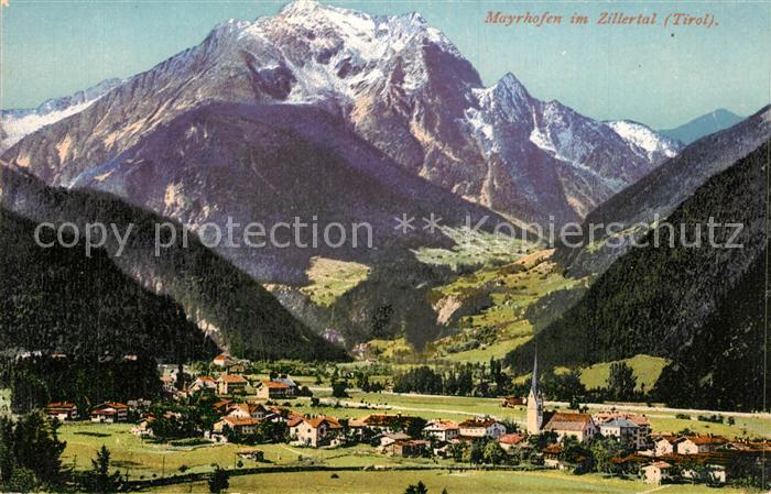 Mayrhofen Zillertal Gesamtansicht mit Alpenpanorama Zillertaler Alpen