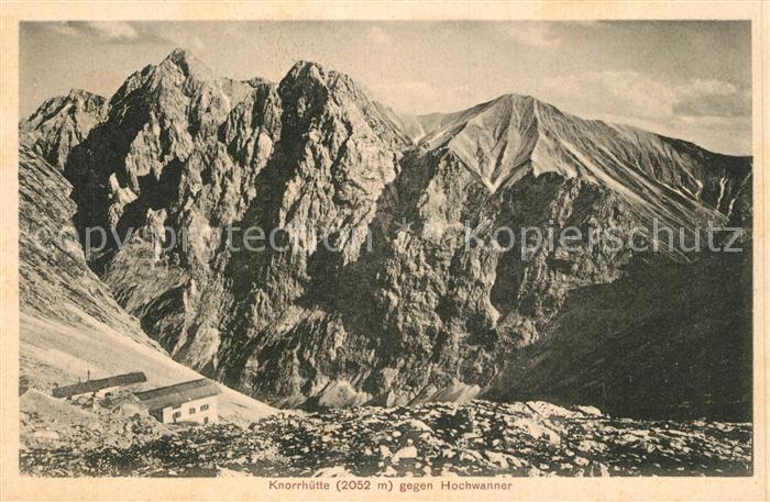 Knorrhuette Berghaus Blick gegen Hochwanner Wettersteingebirge