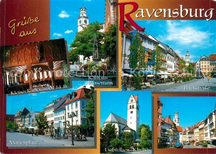 Ravensburg Wuerttemberg Rathaus Saal Blaserturm Marienplatz Bachstrasse Kirche I