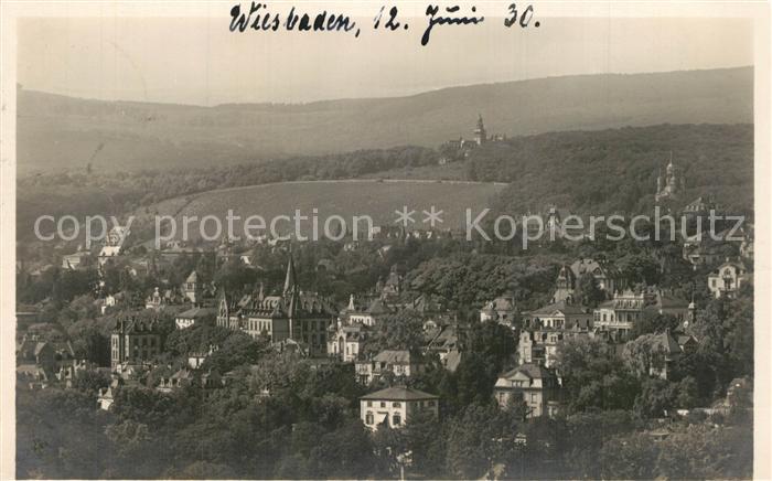 Wiesbaden Panorama Blick auf Neroberg und Russische Kapelle