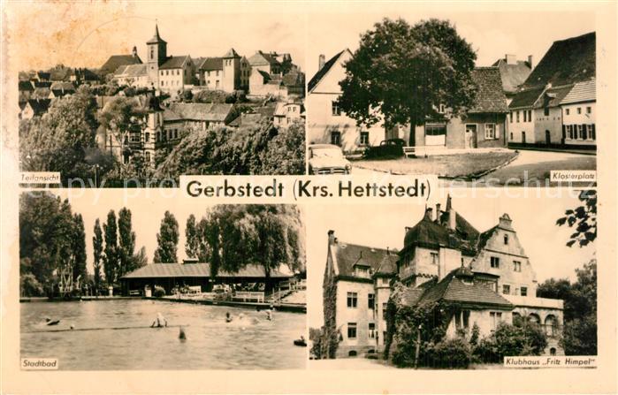 Gerbstedt Teilansicht Klosterplatz Stadtbad Freibad Klubhaus Fritz Himpel