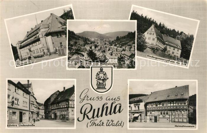 Ruhla Postamt Lindenstrasse Heimatmuseum Kindergenesungsheim Panorama Blick vom