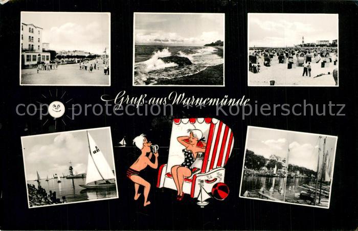 Warnemuende Ostseebad Promenade Strandleben Brandung Hafen Strandkorb