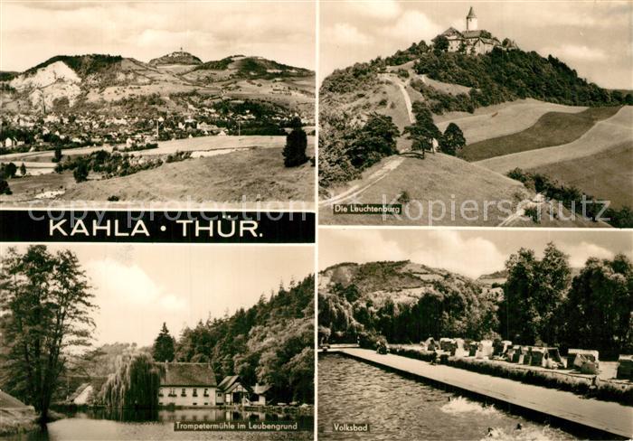 Kahla Thueringen Panorama Leuchtenburg Trompetermuehle Leubengrund Volksbad Frei