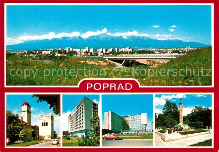 Poprad Celkovy pohlad Renesancna zvonica Hotel Gerlach Nemocnica Ponmik Cervenej