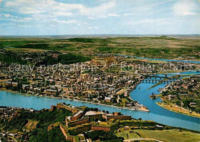 Koblenz Rhein Festung Ehrenbreitstein Deutsches Eck Moselmuendung Rhein Fliegera