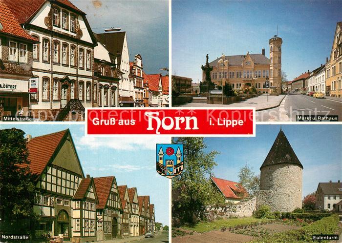 Horn Lippe Strassenpartien Altstadt Markt Rathaus Eulenturm