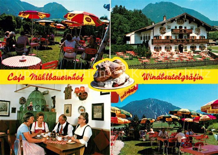 Ruhpolding Cafe Muehlenbauernhof Gartenterrasse Windbeutelgraefin