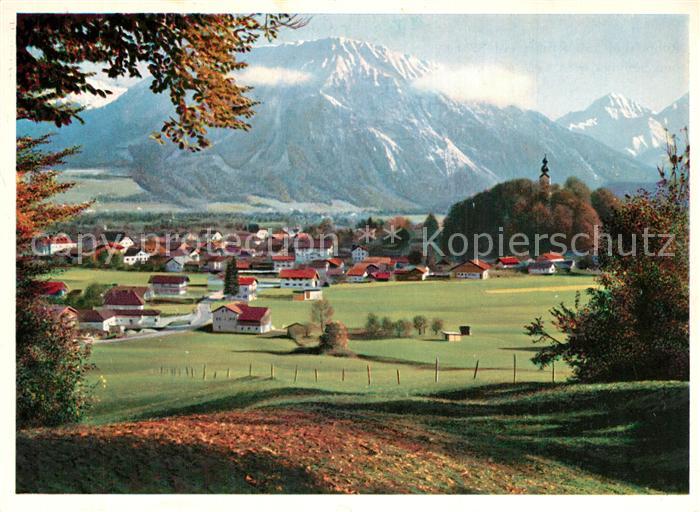Ruhpolding Gesamtansicht mit Alpenpanorama Rauschberg Sonntagshorn Chiemgauer Al