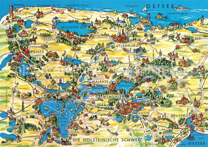 Gremsmuehlen und Umgebung Landkarte Holsteinische Schweiz