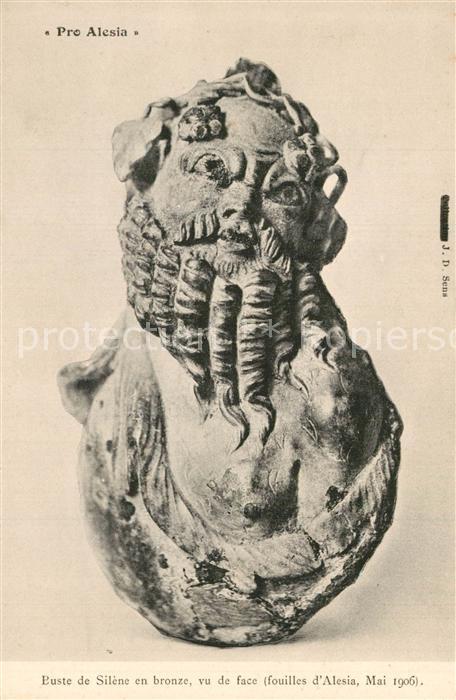 Alesia(Roman War) Alise-Sainte-Reine Buste de Silene en bronze