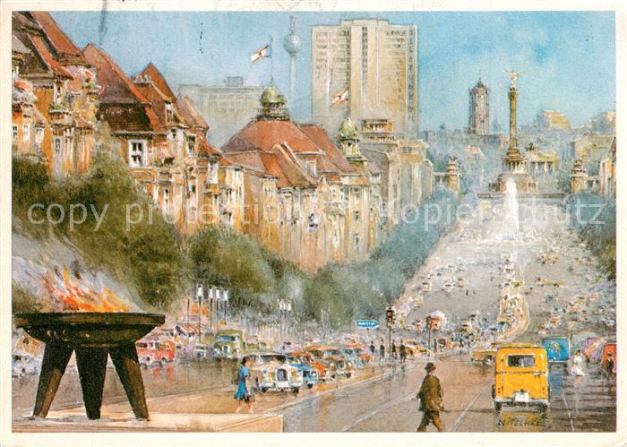 Berlin Blick vom Theodor-Heuss-Platz ?ber Kaiserdamm K?nstlerkarte