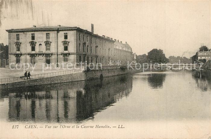 Caen Vue sur l'Orne et la Caserne Hamelin
