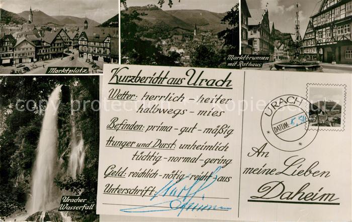 Bad Urach Marktplatz Marktbrunnen Rathaus Wasserfall