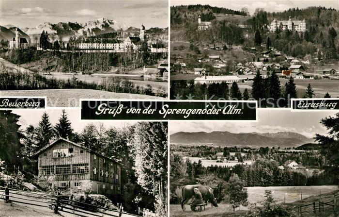 Eurasburg Wolfratshausen Beuerberg mit Schloss Sprengenoeder Alm Landschaftspano