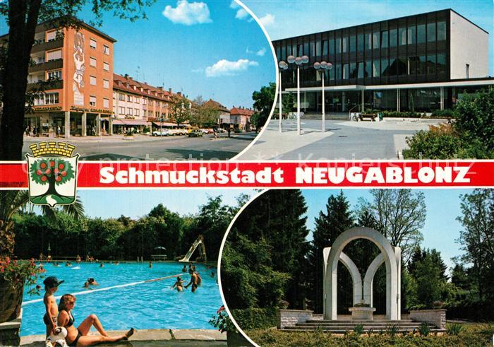 Neugablonz Teilansichten Schmuckstadt Denkmal Freibad