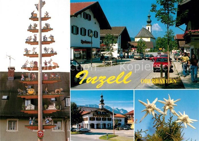 Inzell Ortsmotiv mit Kirche Edelweiss Maibaum