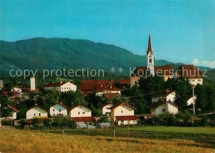Rohrdorf Inn Ortsansicht mit Kirche Blick zum Samerberg