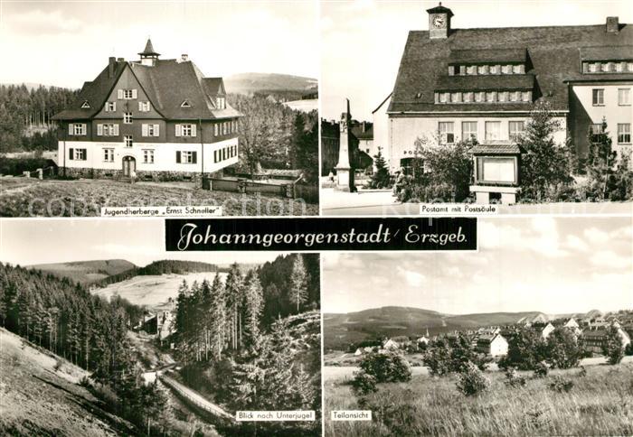 Johanngeorgenstadt Jugendherberge Ernst Schneller Postamt mit Postsaeule Landsch