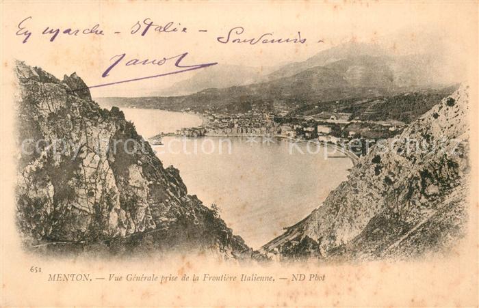 Menton Alpes Maritimes Vue generale prise de la Frontiere Italienne