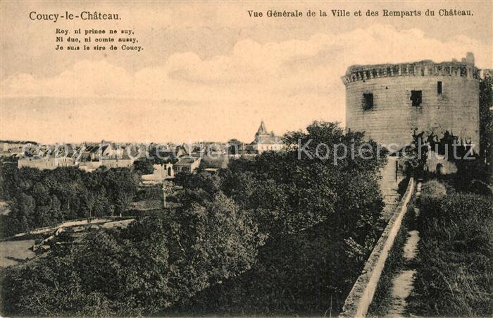 Coucy-le-Chateau-Auffrique Vue generale de la Ville et des Remparts du Chateau
