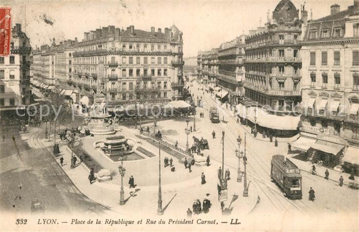 Lyon France Place de la Republique et Rue du Presid