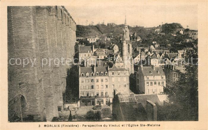 Morlaix Perspective du Viaduc et l’Eglise Ste M