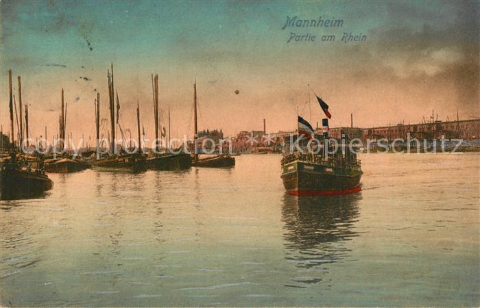 Mannheim Partie am Rhein Boote