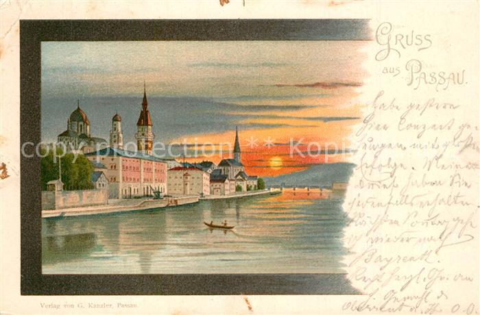 Passau im Mondschein Litho