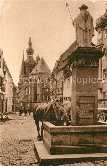 Alt St Wendel Blick auf den Dom am Wendelinusbrunnen Pferdetraenke
