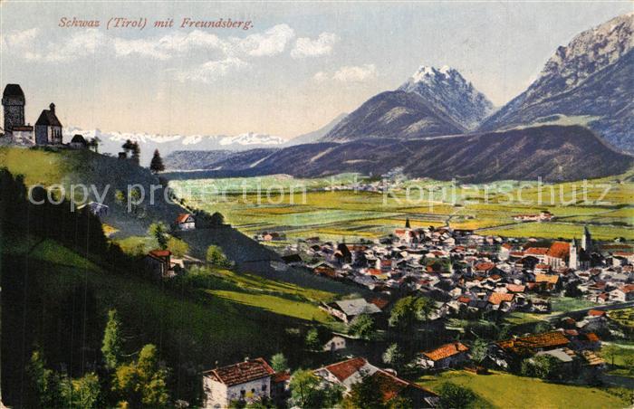 Schwaz Tirol Gesamtansicht mit Alpenpanorama Photochromiekarte Nr. 13203