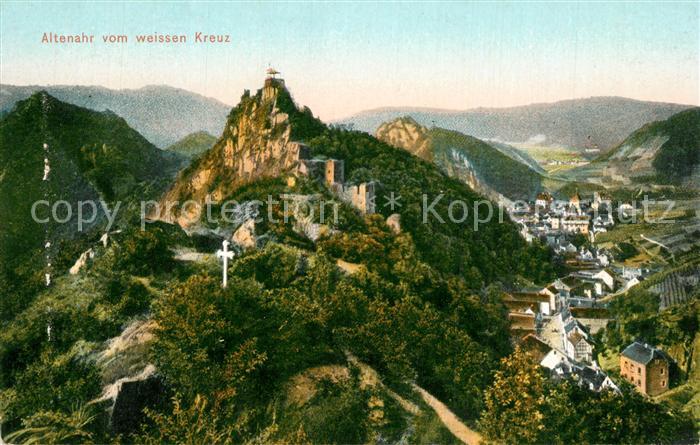 Altenahr Panorama Weisses Kreuz Burgruine