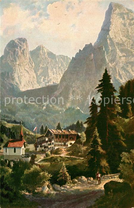 Hinterbaerenbad Berghotel Kapelle Alpen Kuenstlerkarte