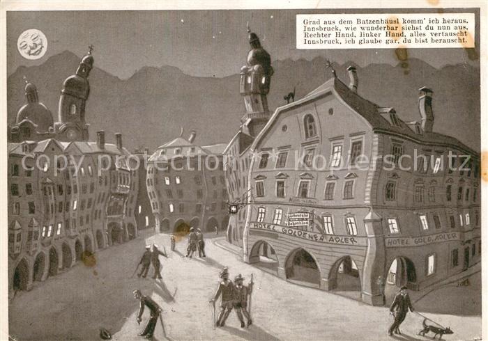 Innsbruck Hotel Golden Eagle zum Goldenen Adler im Mondschein Kuenstlerkarte