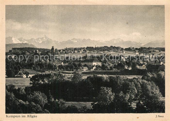 Kempten Allgaeu Gesamtansicht mit Alpenpanorama Kupfertiefdruck