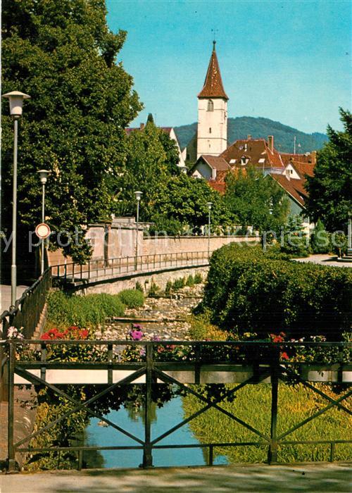 Muellheim Baden Partie am Klemmbach Blick zur Kirche