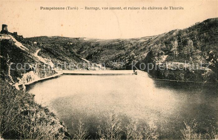 Pampelonne Barrage vue amont ruines du chateau de