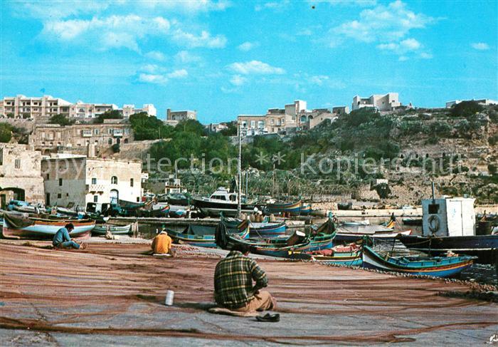 Mgarr Harbour Fishermen Fishingboats