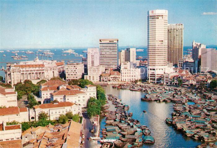 Singapore River and big commercial buildings